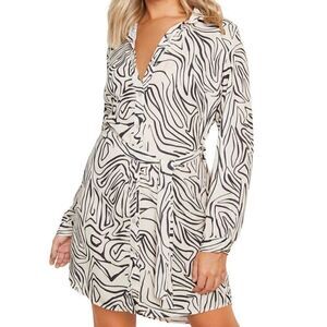 Boohoo Abstract Wrap Dress Sz 6
